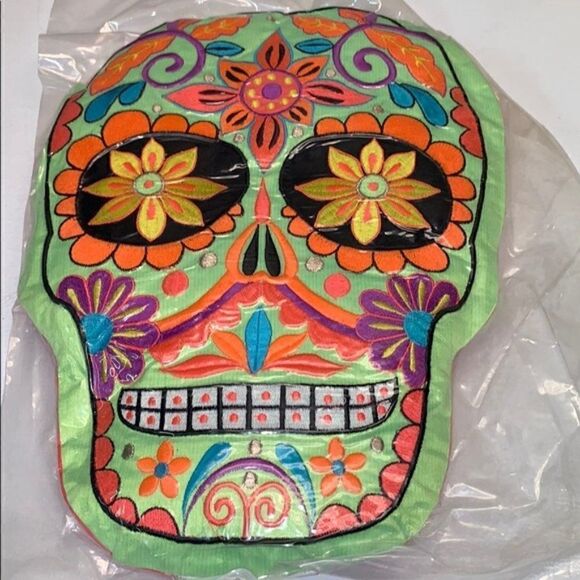 𝅺nwt Karma Living Dia De Los Muertos Psycho pillow - Picture 2 of 3